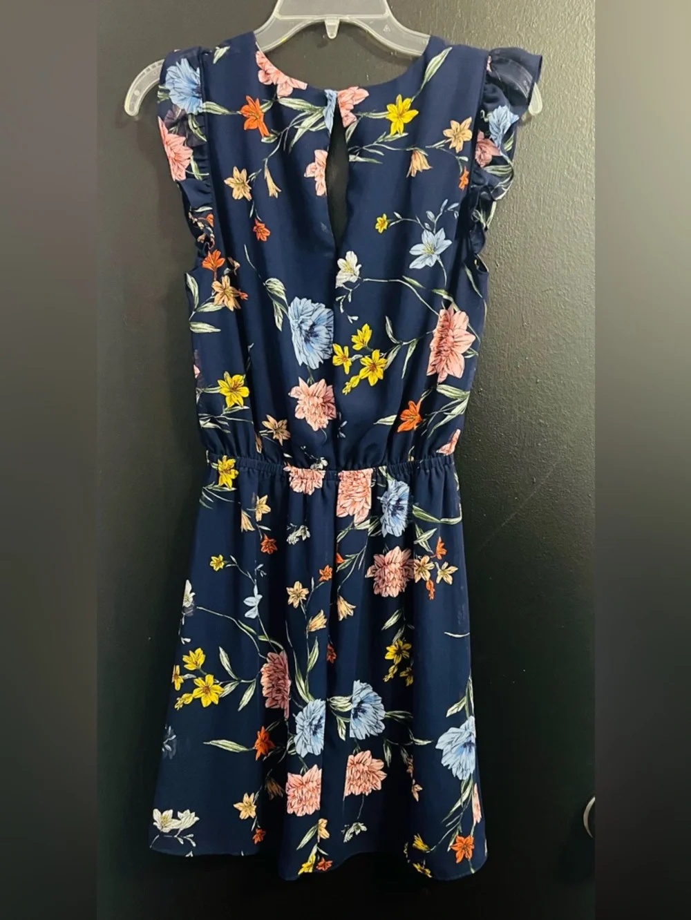 EXPRESS Navy Floral Mini Dress with Multicolor Blooms - Picture 2 of 4